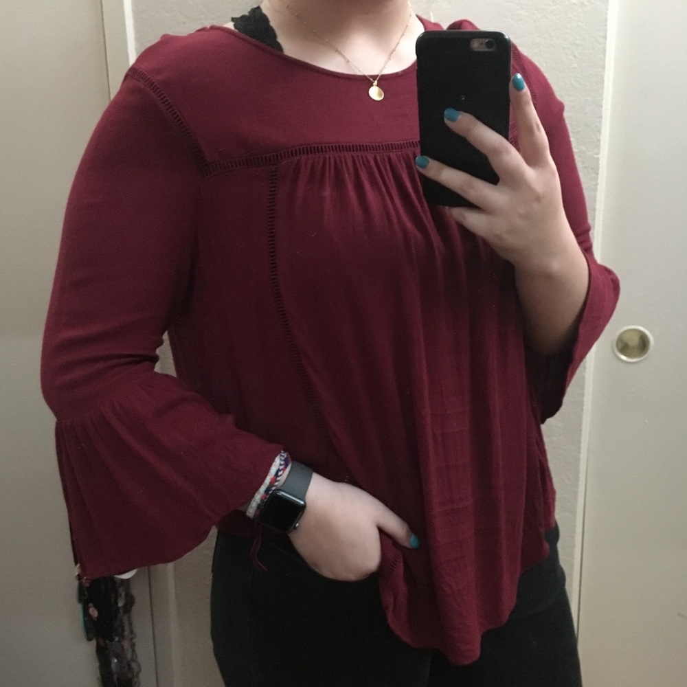 Quarter Sleeve Maroon Blouse
